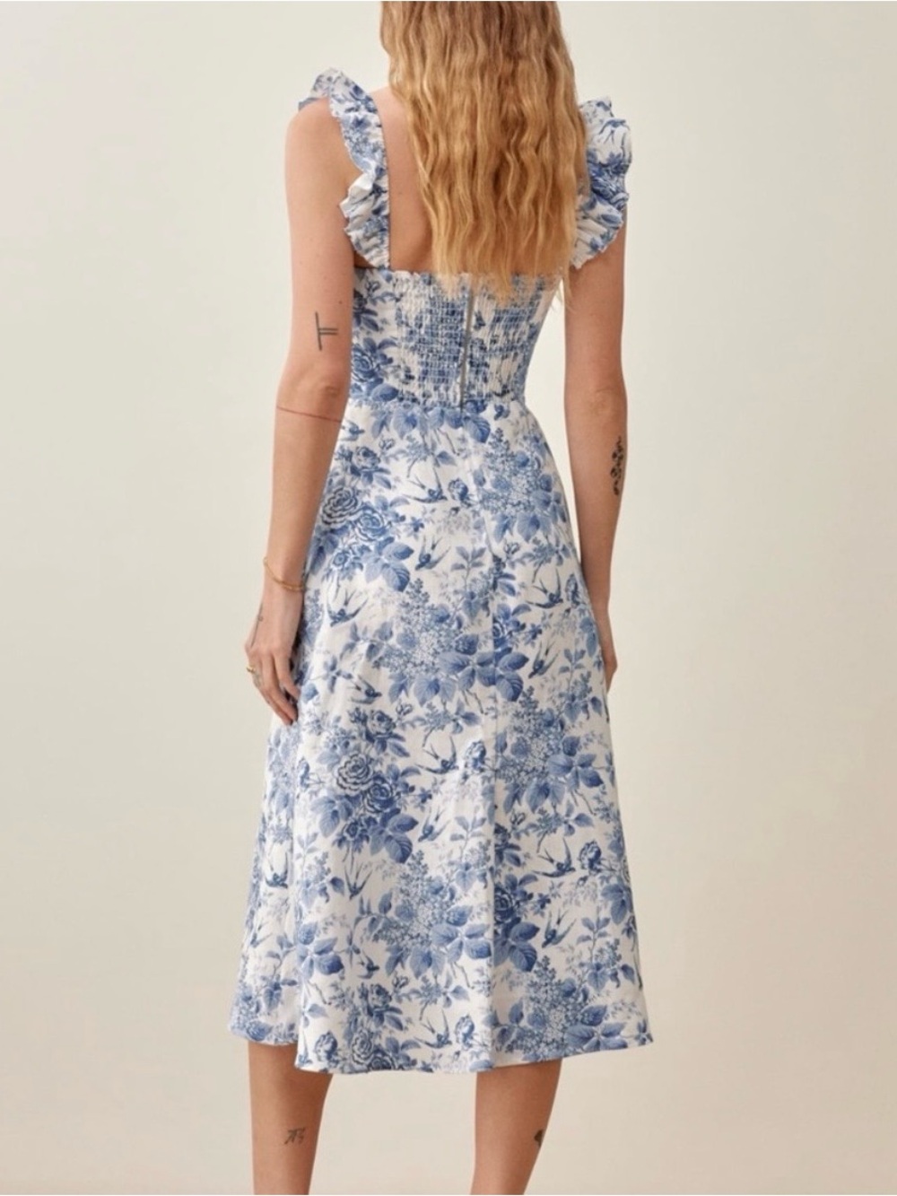 Reformation Blue Toile Spaulding Dress - Picture 5 of 12